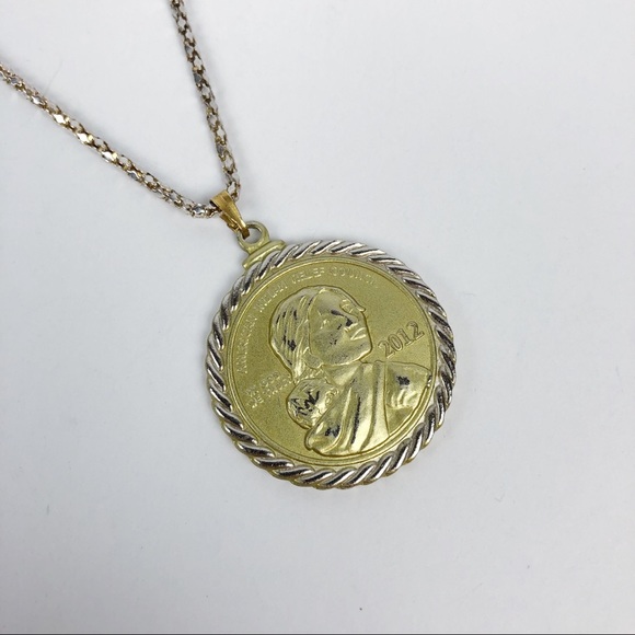 VINTAGE Gold & Silver Coin Layering Necklace - Picture 3 of 4